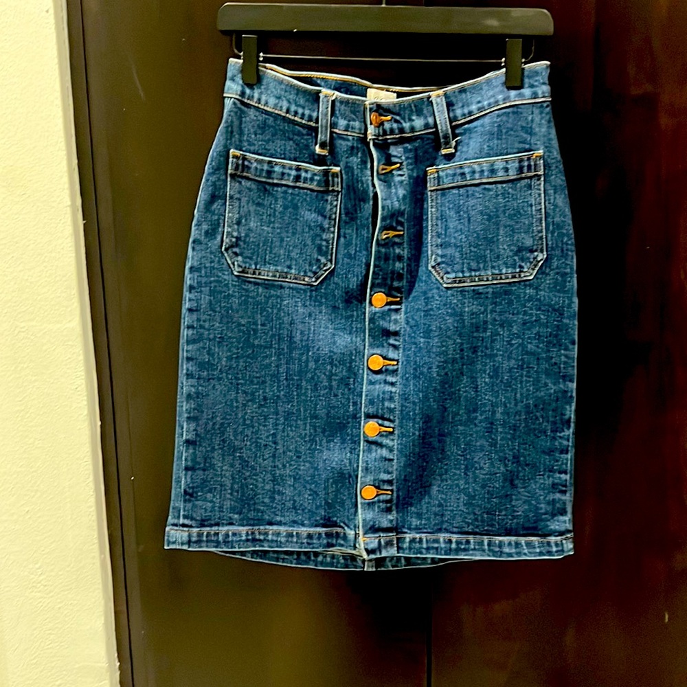 J Crew denim button front skirt